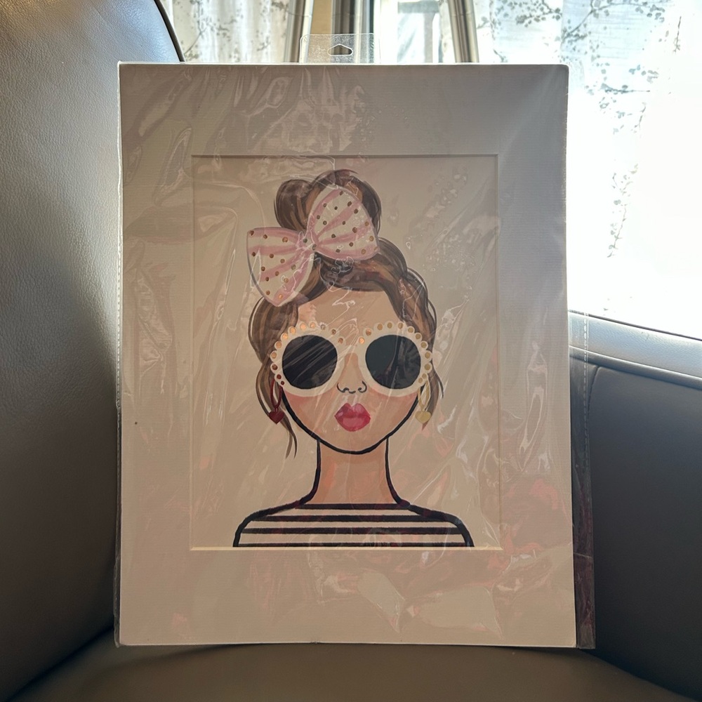 Chic Cute Girly Art Print with Pink 🩷 and Black 🖤Accents 🎀🕶️👄